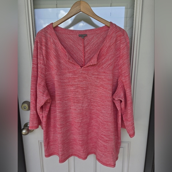 T By Talbots Tunic Blouse Womens 3X Plus Open Front Casual Pink - Picture 2 of 12